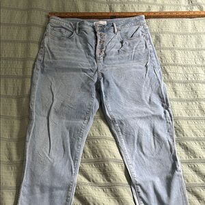 Loft Light Blue High-Waisted Women Jeans Ankle-Length